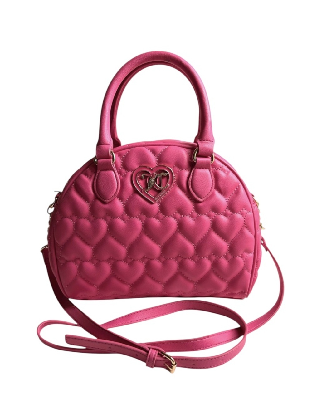 Juicy Couture "Flawless" Crossbody Quilted Satchel Hearts + Heart Logo